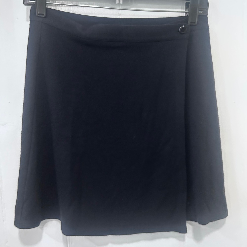 Gap Black Wrap Mini Skirt Rayon Blend A-Line Career Casual Size M